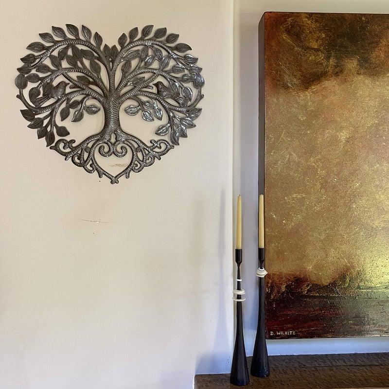 It's Cactus Metal Heart Shaped Tree of Life Decor, Wall Hanging Artwork, Handmade in Haiti, Celtic Family 17 X 16 Inches - Image 4